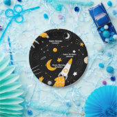 ブラックナイトスカイアウタースペースロケット誕生日 ペーパープレート (パーティー)