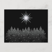 ブラックナイトスカイ白い星の木のクリスマスモダン シーズンポストカード (正面)