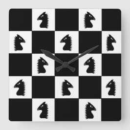 ブラックナイトチェスゲーム スクエア壁時計