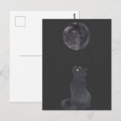 ブラックナイト神秘的な月猫 ポストカード (正面/裏面)