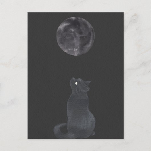 ブラックナイト神秘的な月猫 ポストカード (正面)