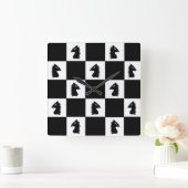 ブラックナイト・チェス・ゲーム スクエア壁時計 (ホーム)