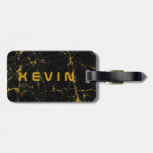 ブラックナチュラルマーブルストーンプリント金ゴールドアクセント ラゲッジタグ (裏面横)