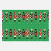 ブラックナツクラッカークリスマスラッピング紙グリーン ラッピングペーパーシート (正面3)