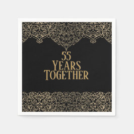ブラックナプキンスに55周年記念金ゴールドレース スタンダードカクテルナプキン