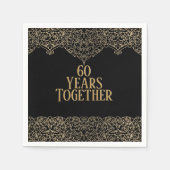 ブラックナプキンスに60周年記念金ゴールドレース スタンダードカクテルナプキン (正面)