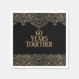 ブラックナプキンスに60周年記念金ゴールドレース スタンダードカクテルナプキン