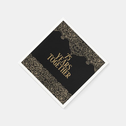 ブラックナプキンスの75周年記念金ゴールドレース スタンダードカクテルナプキン (角)