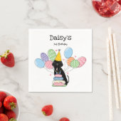 ブラックナポリのマスティフ犬の誕生日パーティー スタンダードカクテルナプキン (インサイチュ)