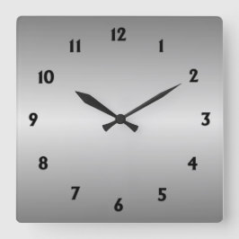 ブラックナンバでメタルシルバールック スクエア壁時計