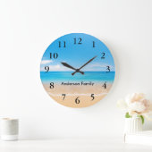 ブラックナンバエレガントーアクアビーチシーンペルソナライズ ラージ壁時計 (ホーム)