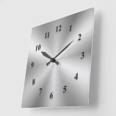 ブラックナンバーシルバーメタリック時計 スクエア壁時計 (傾斜)