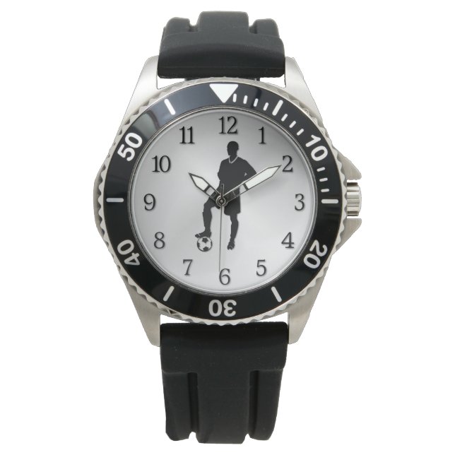 ブラックナンバーズスポーツ付きサッカー選手 腕時計 (正面)