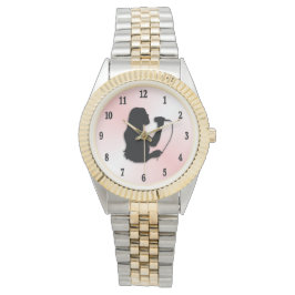 ブラックナンバーズピンクの女性シンガー 腕時計