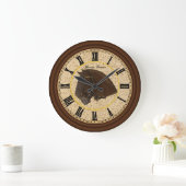 ブラックナンバ荷車を引くーを持つフリシアの馬 ラージ壁時計 (ホーム)