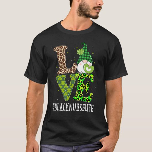 ブラックナースラブSt patricks day格言レオパードウォム Tシャツ (正面)
