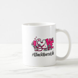 ブラックナース恋するバレンタインデー かわいい女性 ハート型 コーヒーマグカップ