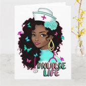 ブラックナース病院ナースメラニン女性看護 カード (黄色い花)