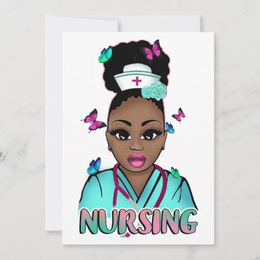 ブラックナース病院ナースメラニン女性看護 招待状 (正面)