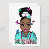 ブラックナース病院ナースメラニン女性看護 招待状 (正面/裏面)