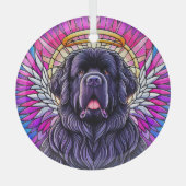 ブラックニューフィーエンジェルラウンドオーナメント ガラスオーナメント (正面)