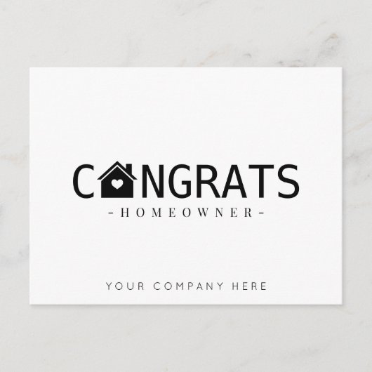 ブラックニューホームオーナーおめでとうリアルティ ポストカード (正面)