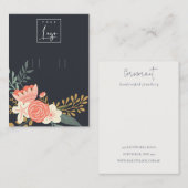 ブラックネイビーアンブロシアフローラロゴフープホルダー 名刺 (正面/裏面)