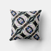 ブラックネイビーピンクイエローホワイト傾斜フローラタイル クッション (裏面)