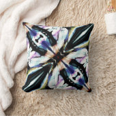 ブラックネイビーピンクタンイエローホワイト抽象芸術花 クッション (ブランケット)