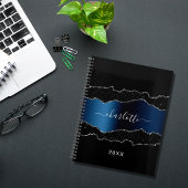 ブラックネイビーブルーシルバー瑪瑙の大理石名2023 プランナー手帳