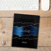 ブラックネイビーブルーシルバー瑪瑙の大理石名2023 プランナー手帳