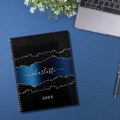 ブラックネイビーブルーシルバー瑪瑙の大理石名2023 プランナー手帳