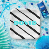 ブラックネオンウプシャーリンプレート ペーパープレート (パーティー)