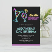 ブラックネオングローカクテルマルティーニ82歳の誕生日 招待状 (スタンド正面)