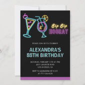 ブラックネオングローカクテルマルティーニ88歳の誕生日 招待状 (正面)