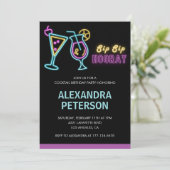 ブラックネオングローカクテル94歳の誕生日招待状 招待状 (スタンド正面)