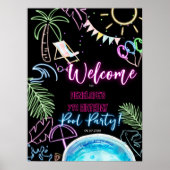 ブラックネオングロー水カラープールパーティーへようこそ ポスター (正面)