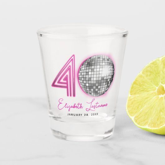 ブラックネオンピンクディスコボール440歳 ショットグラス (正面)