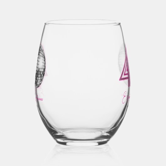 ブラックネオンピンクディスコボール440歳 ステムなしワイングラス (左)