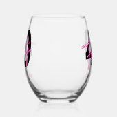 ブラックネオンピンク40歳の誕生日 ステムなしワイングラス (左)