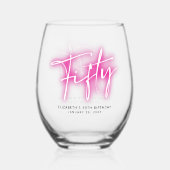 ブラックネオンピンク450誕生日 ステムなしワイングラス (裏面)