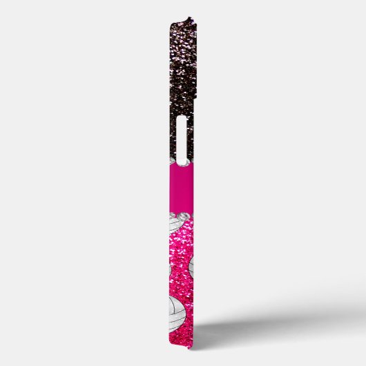 ブラックネオンホットピンクのグリッターバレーボールの名前 Case-Mate iPhoneケース (裏面 / 右)