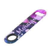 ブラックネオン大理石結婚のバーテンダーモノグラム名 スピード栓抜き (正面アングル)