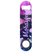 ブラックネオン大理石結婚のバーテンダーモノグラム名 スピード栓抜き (裏面)