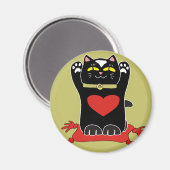 ブラックネコハート マグネット (正面/裏面)