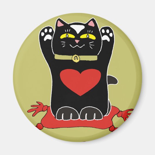 ブラックネコハート マグネット (正面)