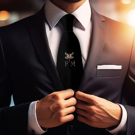 ブラックネックエレガントタイのモノグラムのトンボ ネクタイ