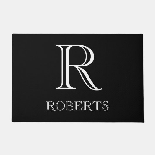 ブラックネームとイニシャルの書式/ラグ – カスタム ドアマット (正面)