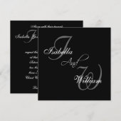 ブラックネームイニシャル結婚式招待状 招待状 (正面/裏面)