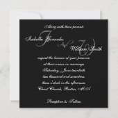 ブラックネームイニシャル結婚式招待状 招待状 (裏面)